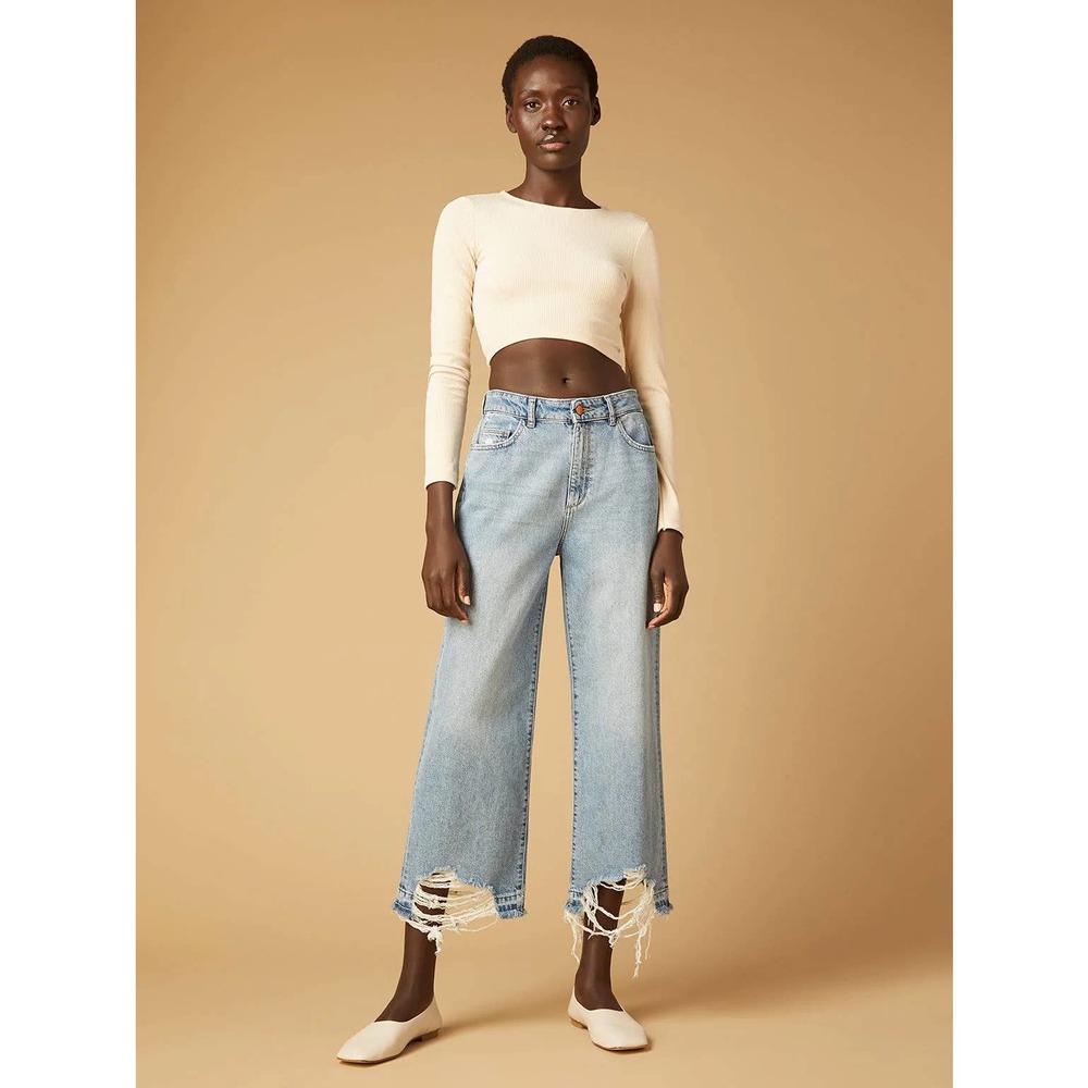 DL1961 Hepburn Wide Leg High Rise Vintage Jeans in Slate Size 28